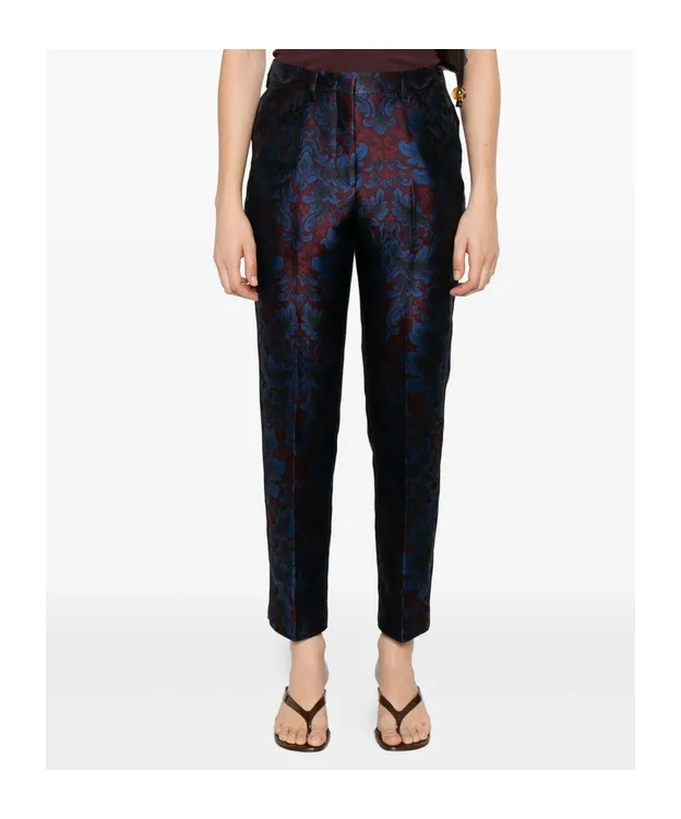 Silk-Blend Jacquard Cigarette Trousers