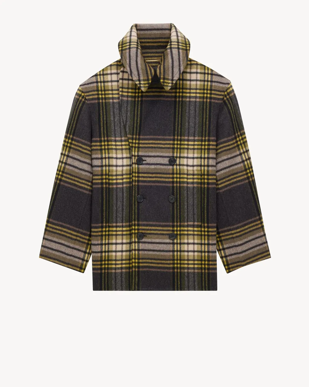 Saint Laurent Tartan Double-Breasted Coat