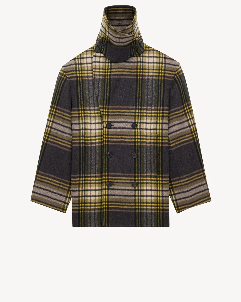 Saint Laurent Tartan Double-Breasted Coat