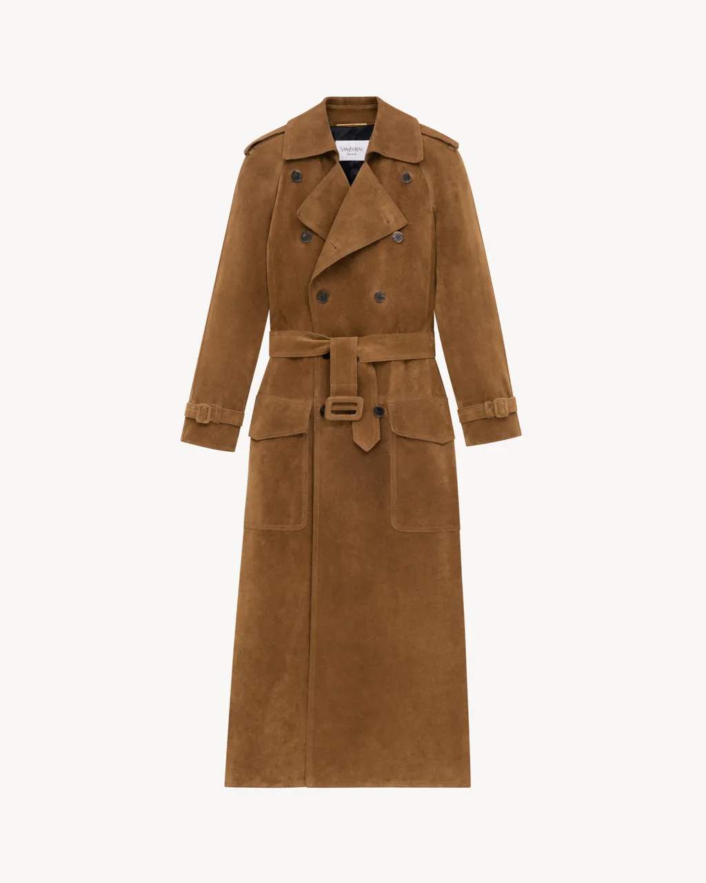 Double-Breasted Suede Long Coat