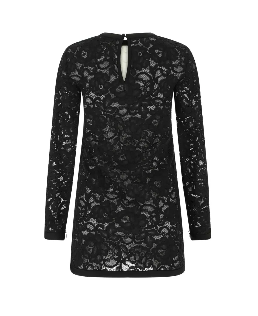 Saint Laurent Frill Detail Lace Dress