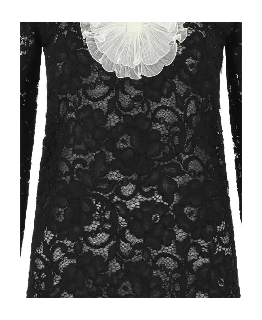 Saint Laurent Frill Detail Lace Dress