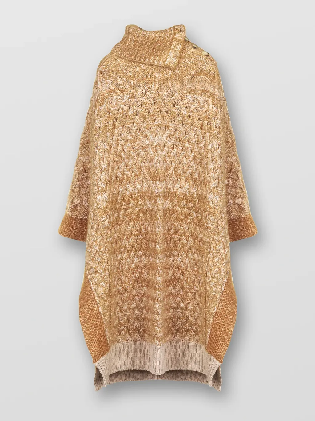 Knitted High-Neck Cape Pullover
