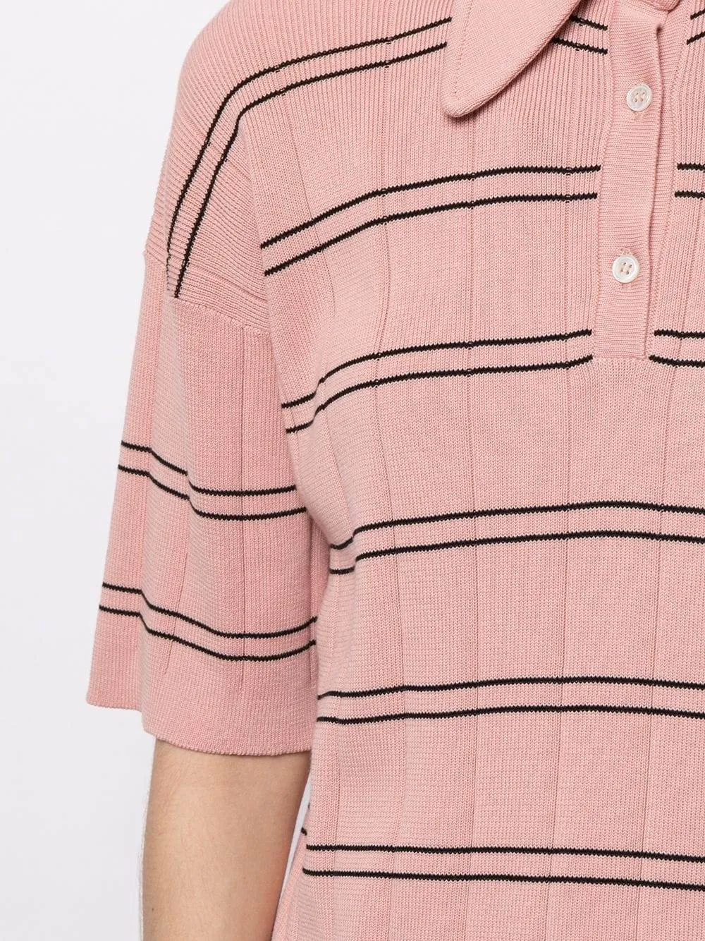 Striped Knitted Polo Top