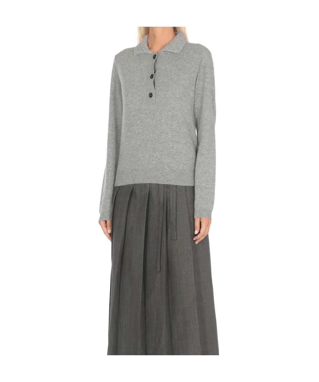 Fabiana Filippi Sequin Embellished Knitted Polo Jumper