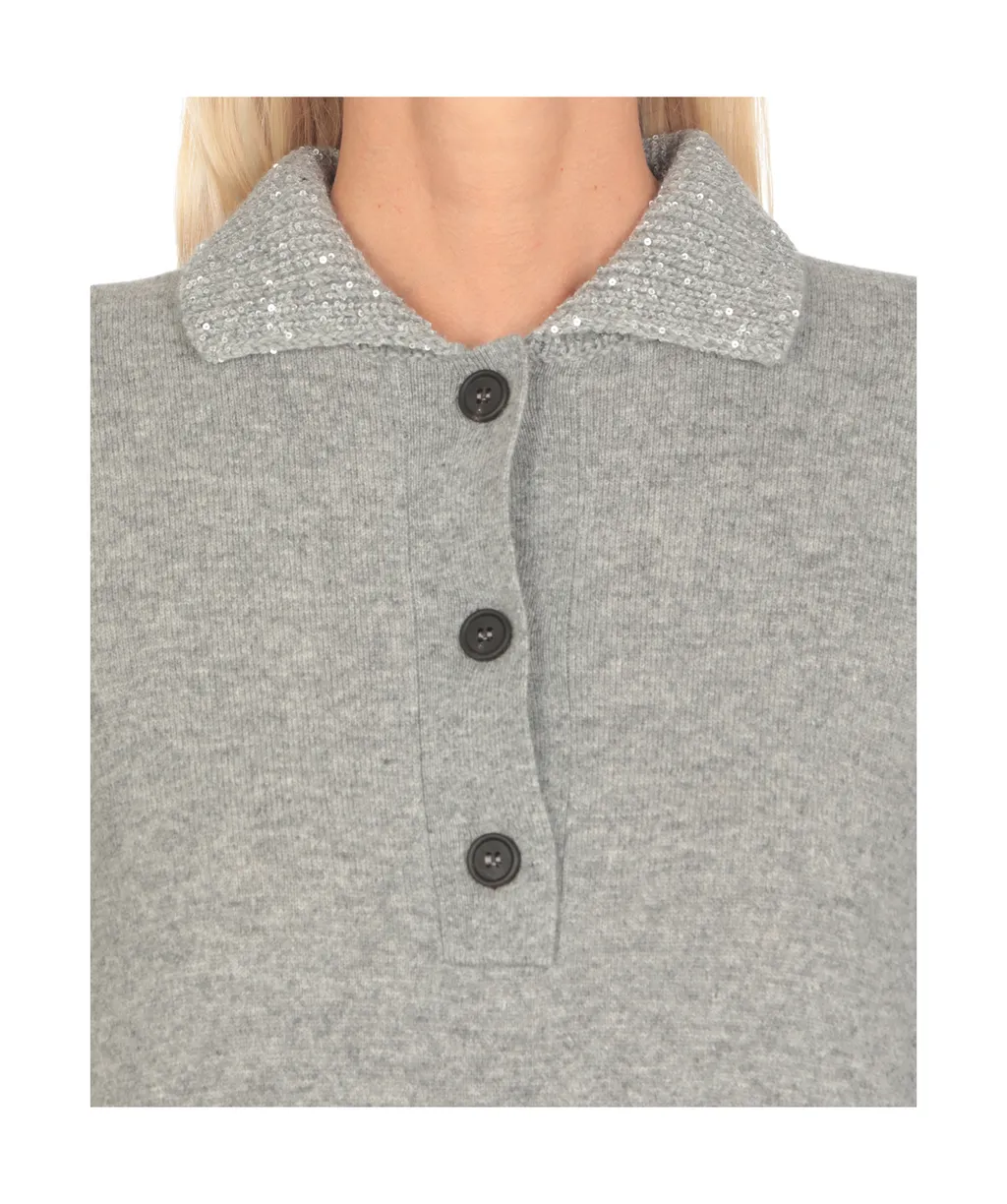 Fabiana Filippi Sequin Embellished Knitted Polo Jumper