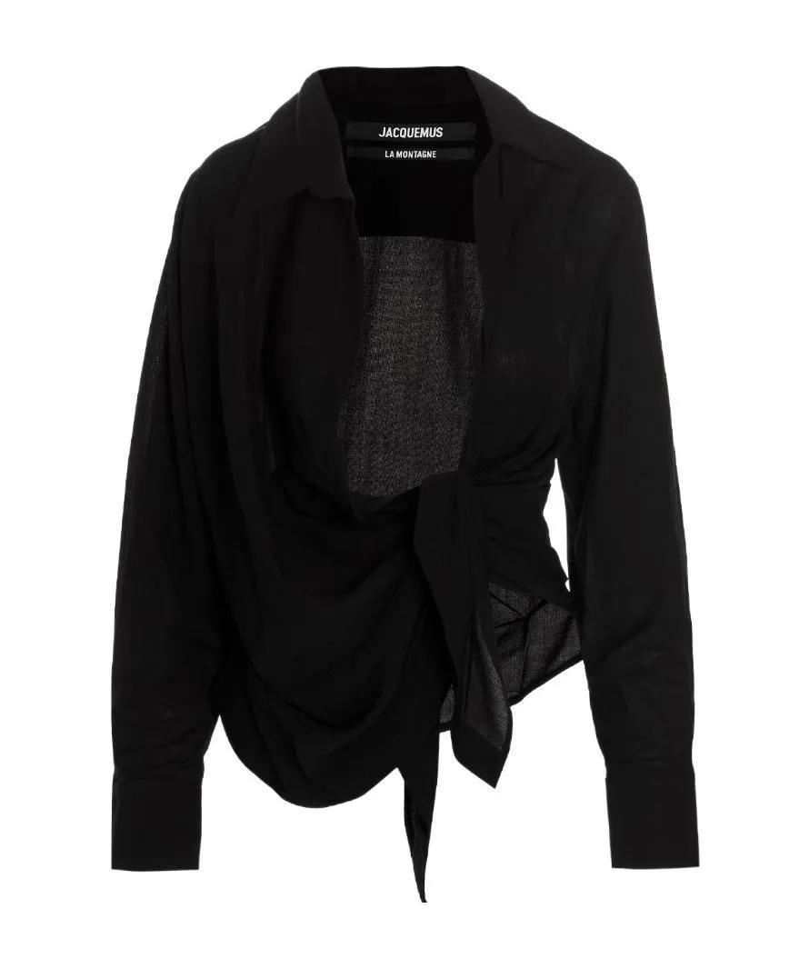 Jacquemus Deep Neckline Knot Detail Blouse