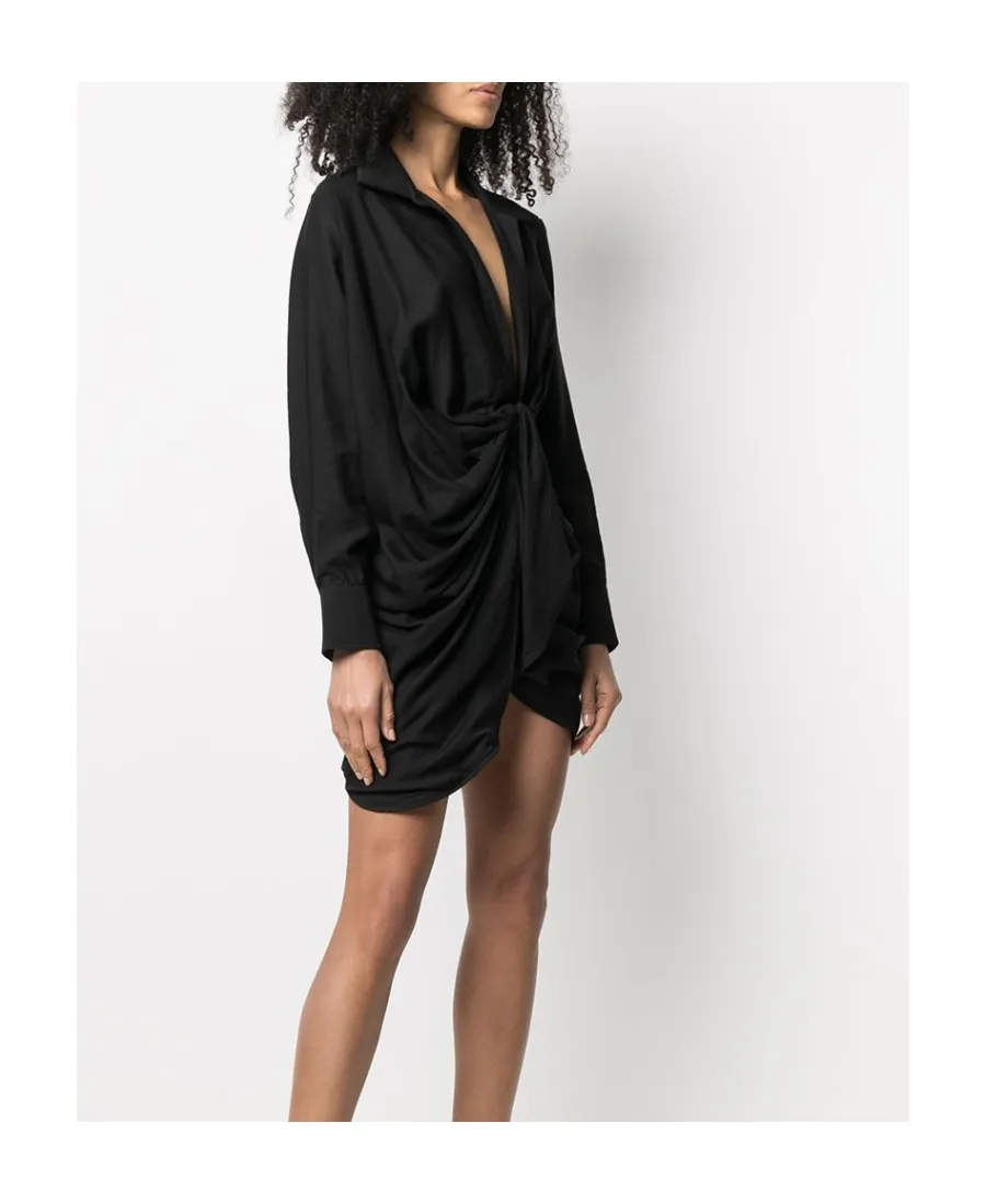 Jacquemus Bahia V-Neck Draped Mini Dress