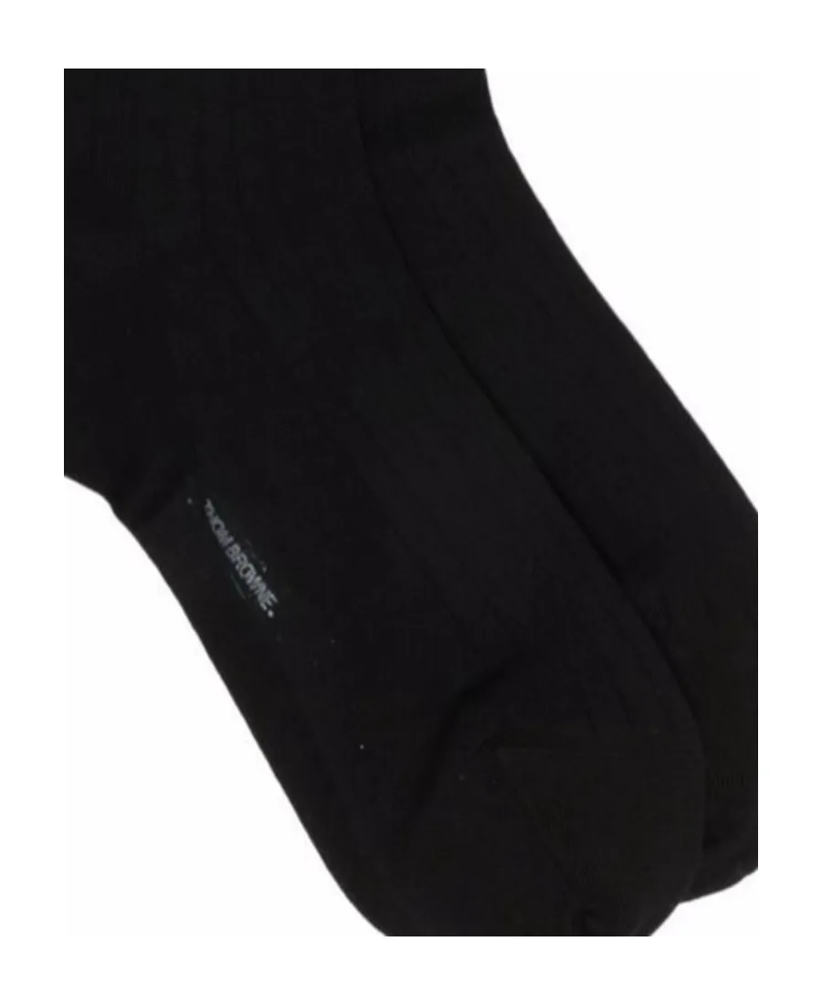 Black Inlaid Striped Wool Tube Socks