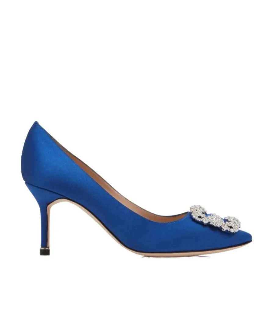 Satin Jewelry Buckle High Heels