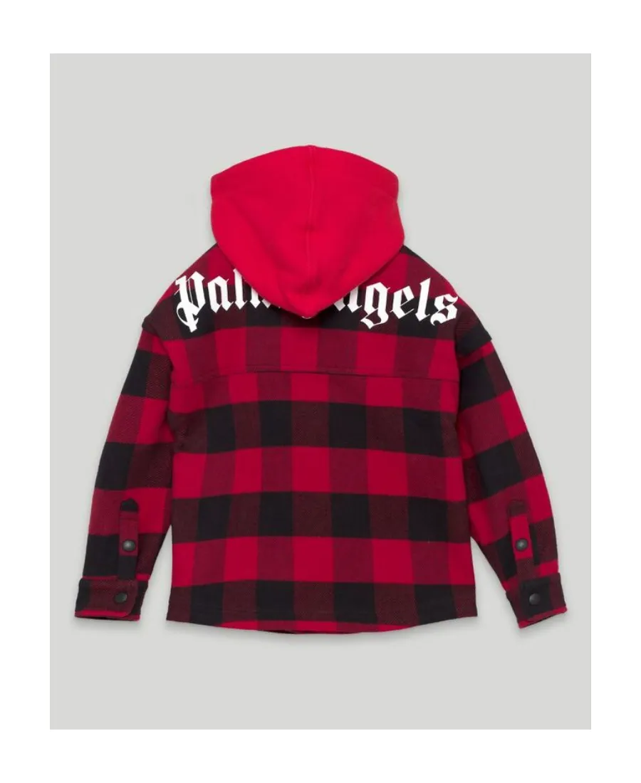 Palm Angels Kids Logo Print Hooded Overshirt