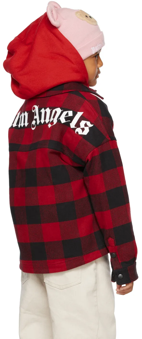 Palm Angels Kids Logo Print Hooded Overshirt