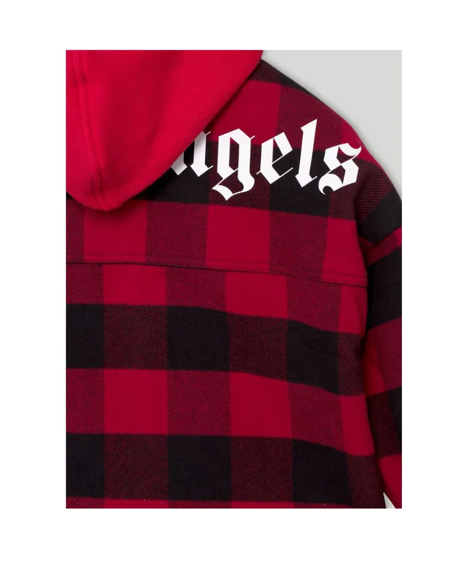 Palm Angels Kids Logo Print Hooded Overshirt
