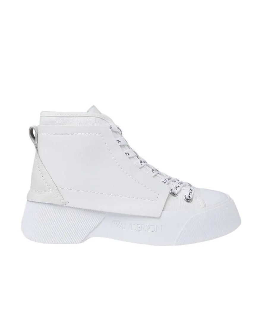 Leather And Canvas High-Top Sneakers
