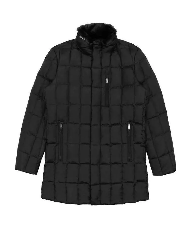 Medium And Long Style Plaid Down Jacket