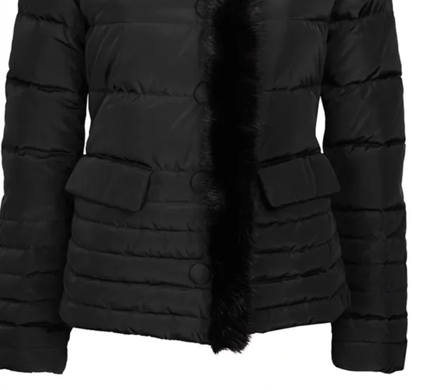 Down Jacket With Hairy Collar Logo