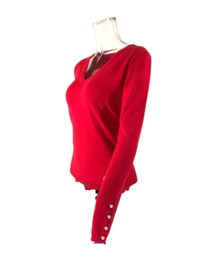 V-Neck Long-Sleeved Sweater