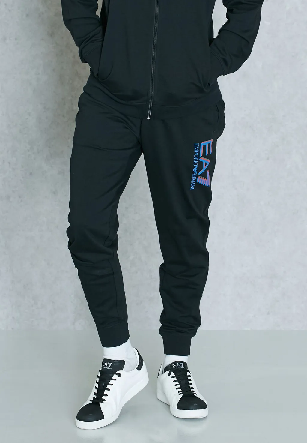 Black Logo Printed Sports Suit