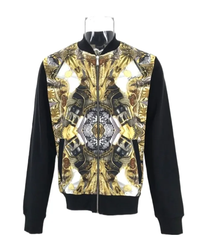 Printed Long-Sleeved Baseball Jacket