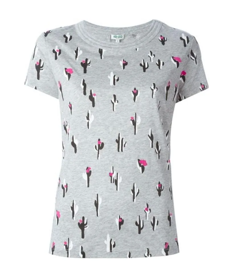 Cactus Printed Plain Knitted T-Shirt