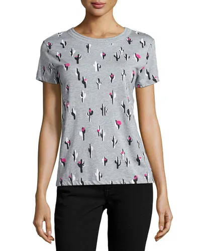 Cactus Printed Plain Knitted T-Shirt