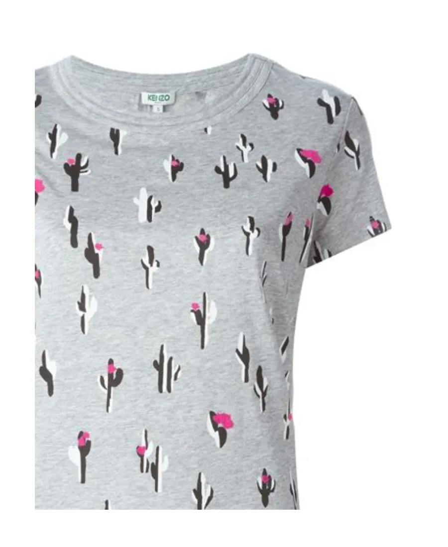 Cactus Printed Plain Knitted T-Shirt