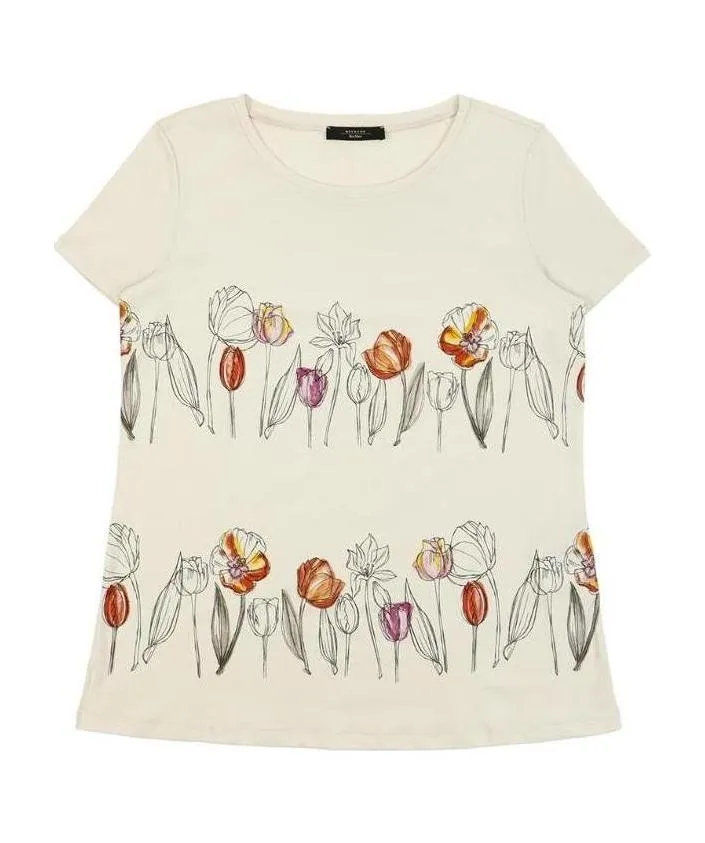 Round Collar Printed T-Shirt