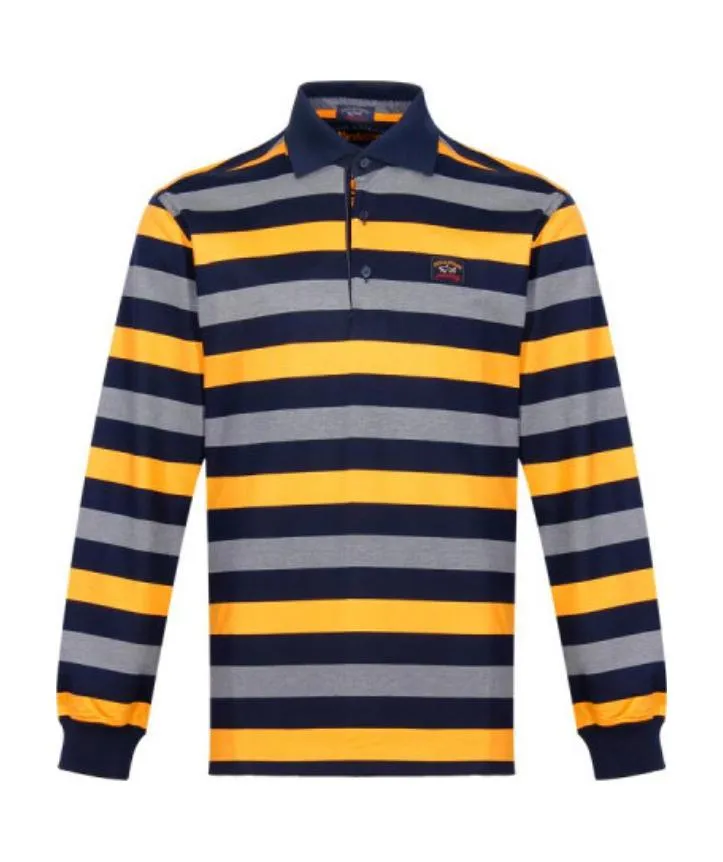 Striped Long-Sleeved Polo Shirt