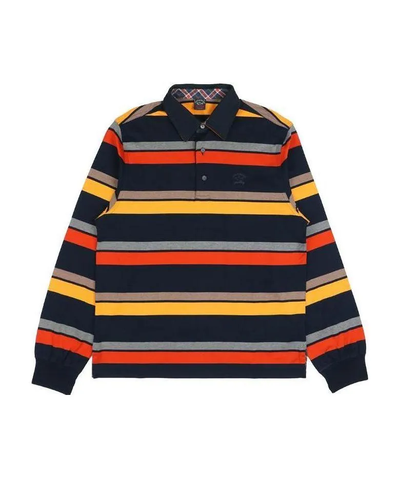 Striped Long-Sleeved Polo Shirt