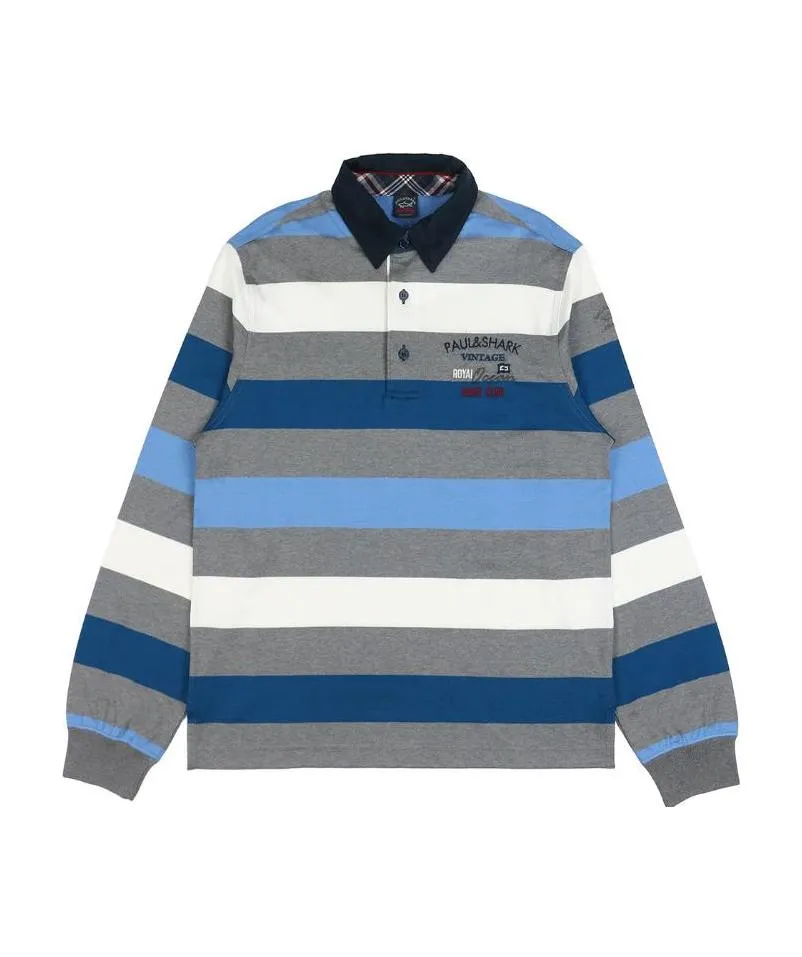 Striped Long-Sleeved Polo Shirt