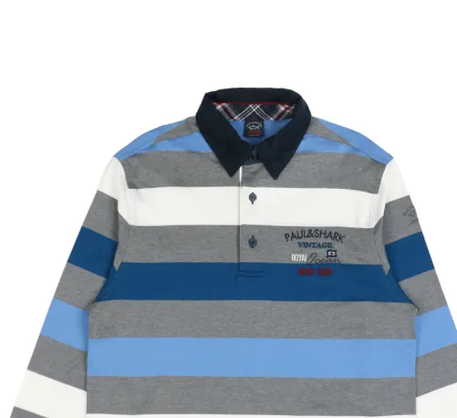 Striped Long-Sleeved Polo Shirt