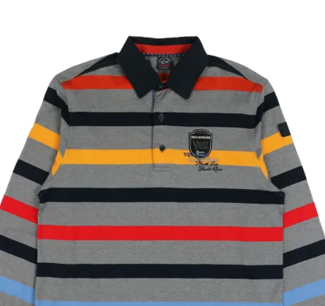 Striped Long-Sleeved Polo Shirt