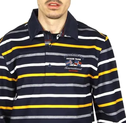 Striped Long-Sleeved Polo Shirt