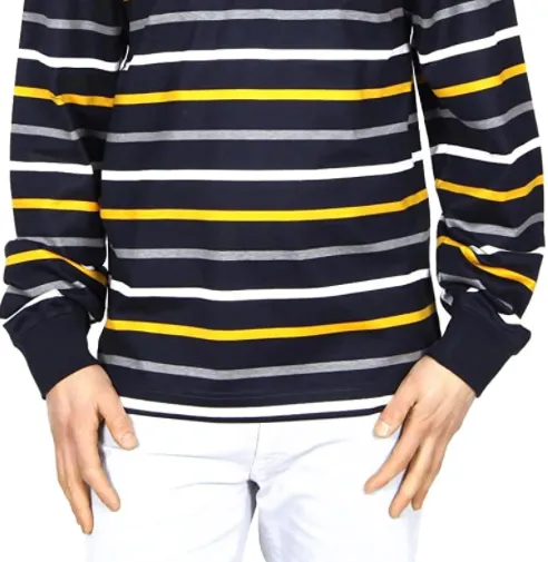 Striped Long-Sleeved Polo Shirt