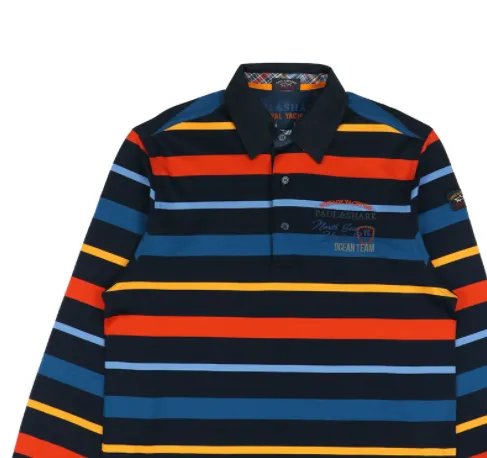 Striped Long-Sleeved Polo Shirt