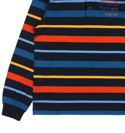 Striped Long-Sleeved Polo Shirt