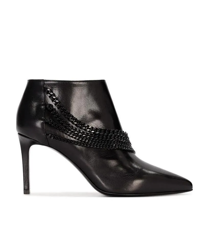 Pointed High-Heeled Ankle Boots