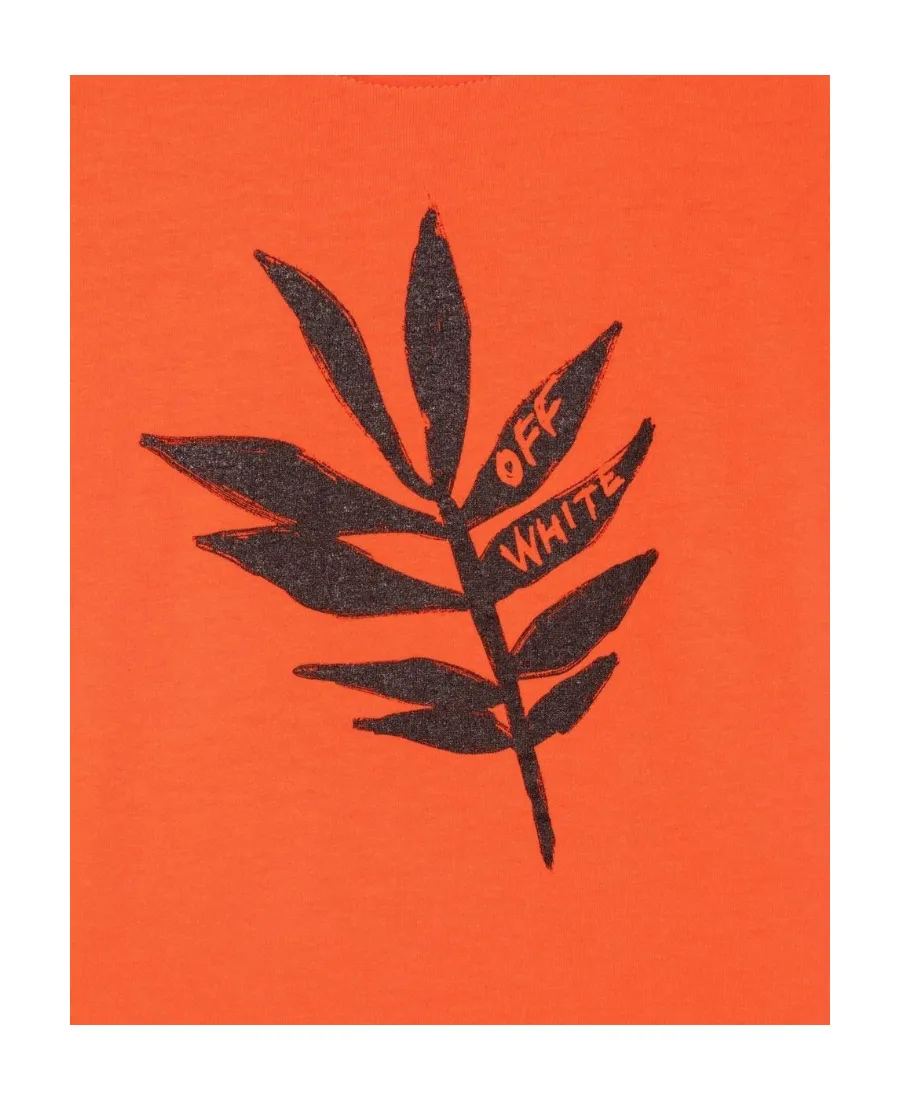 Leaf-Motif Cotton T-Shirt
