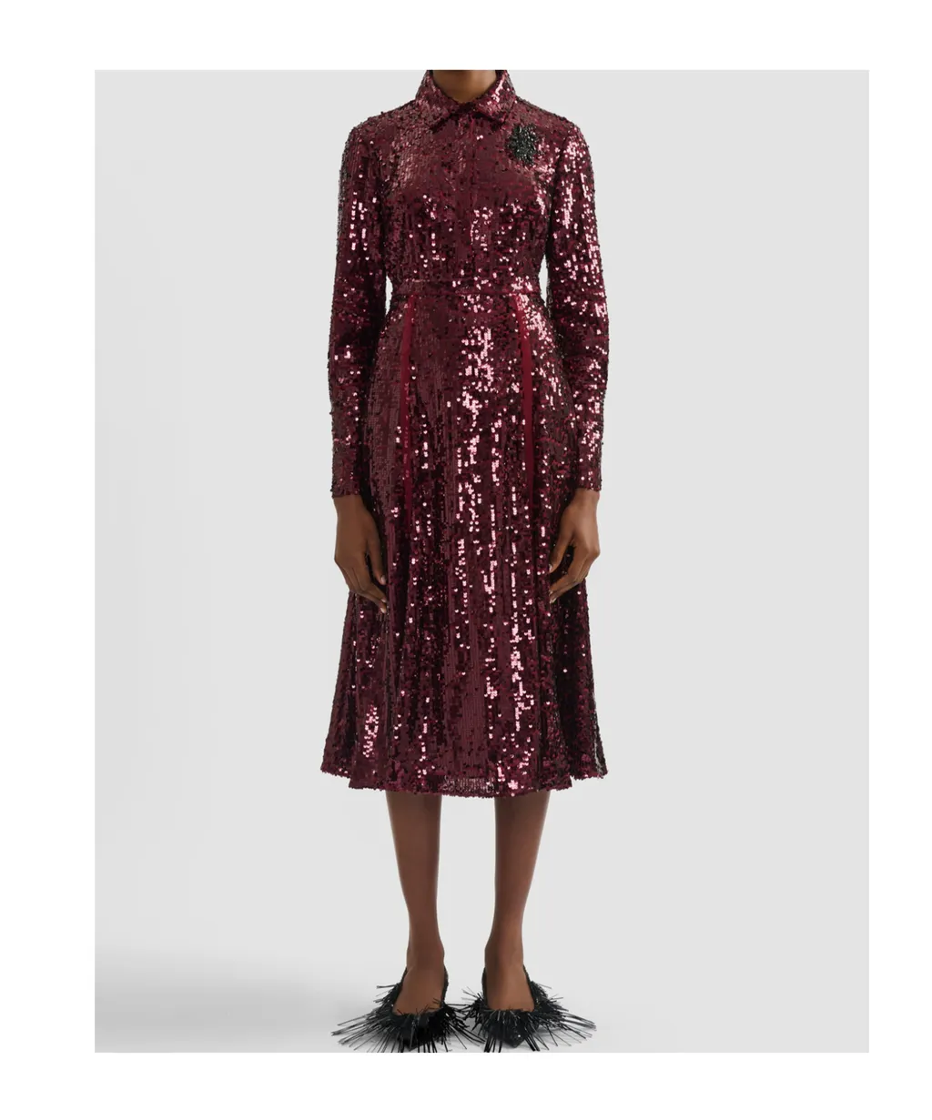 Frayed Sequined Crepe De Chine Midi Skirt