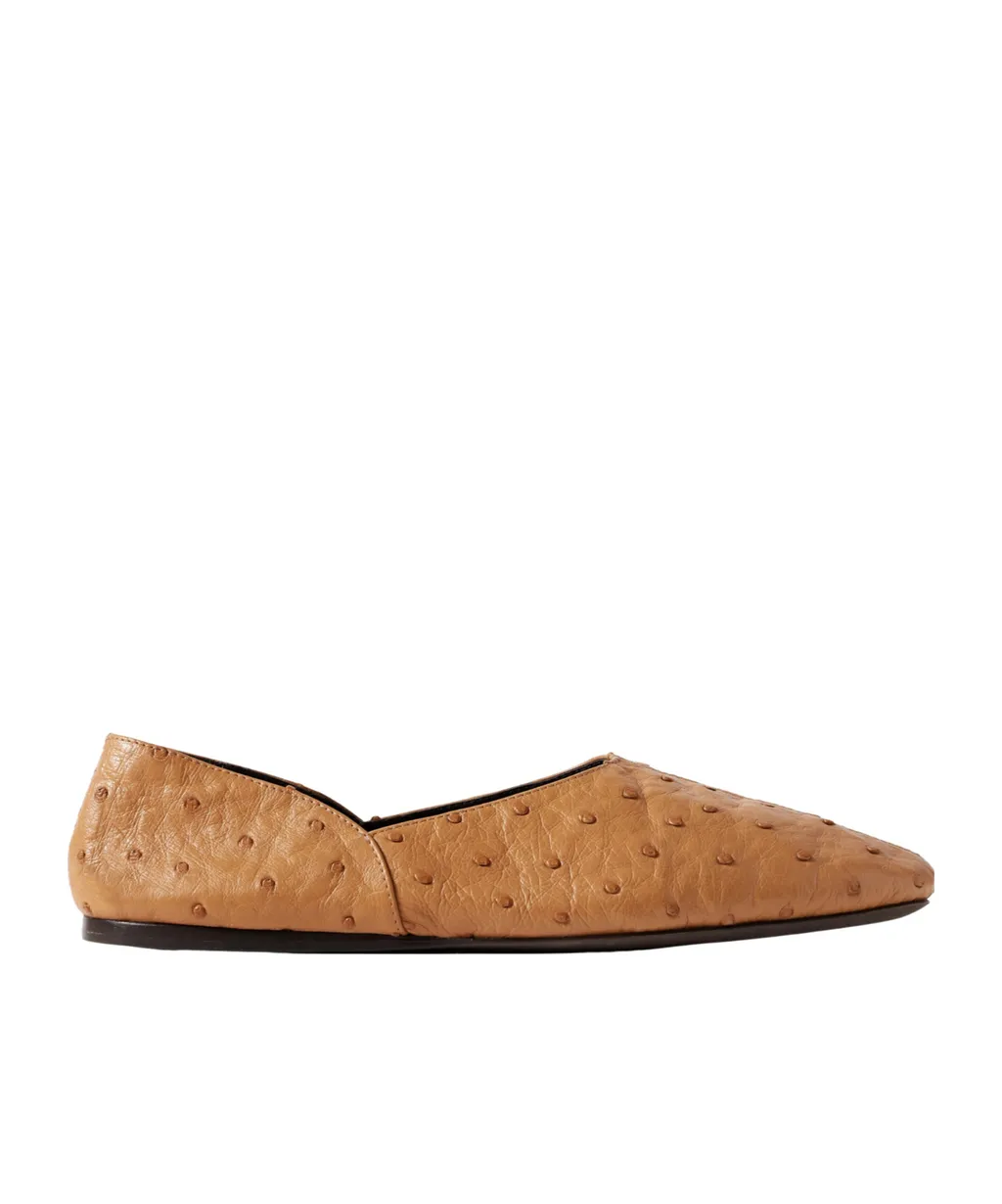 Jane Ostrich Leather Flats