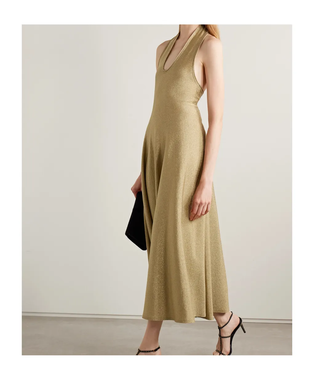 Melina Lurex Halterneck Midi Dress