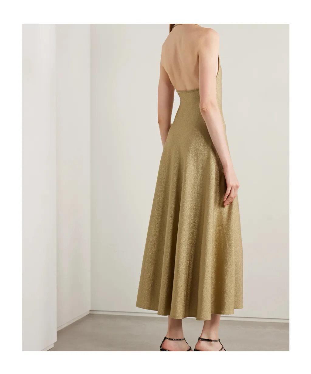 Melina Lurex Halterneck Midi Dress
