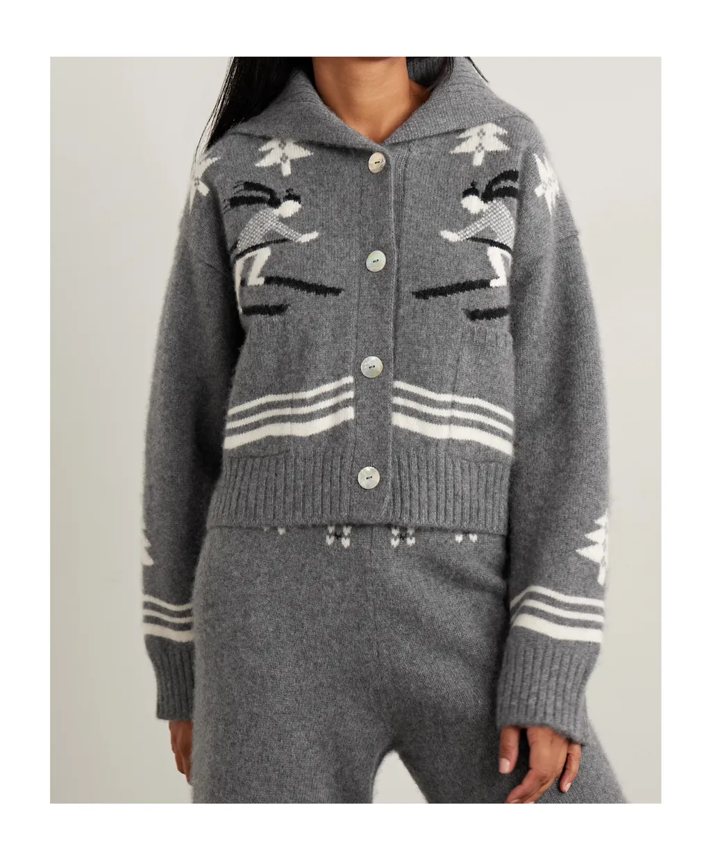 Intarsia-Knit Cashmere Cardigan