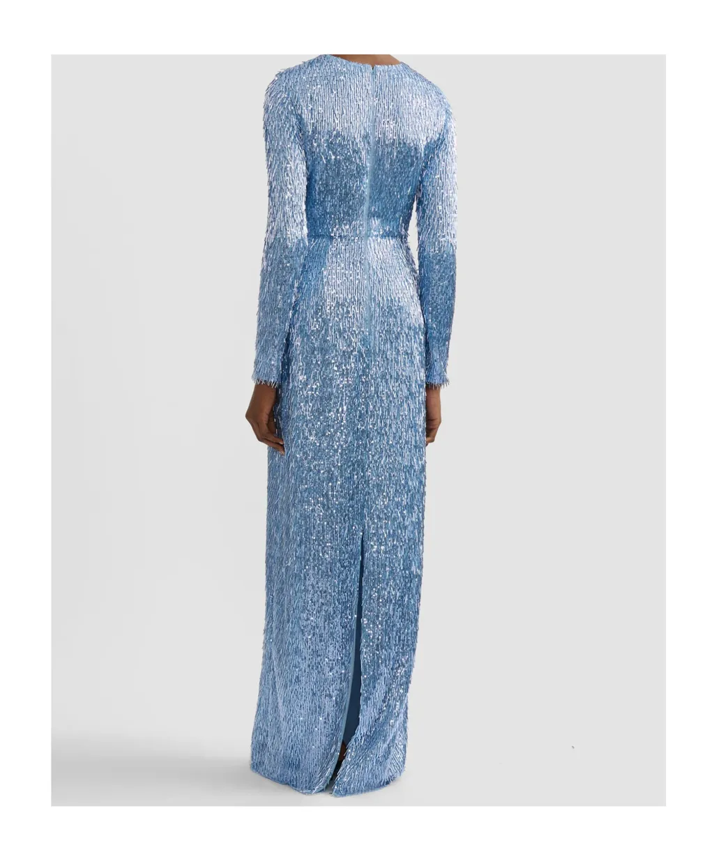Sequin Long-Sleeve Maxi Gown