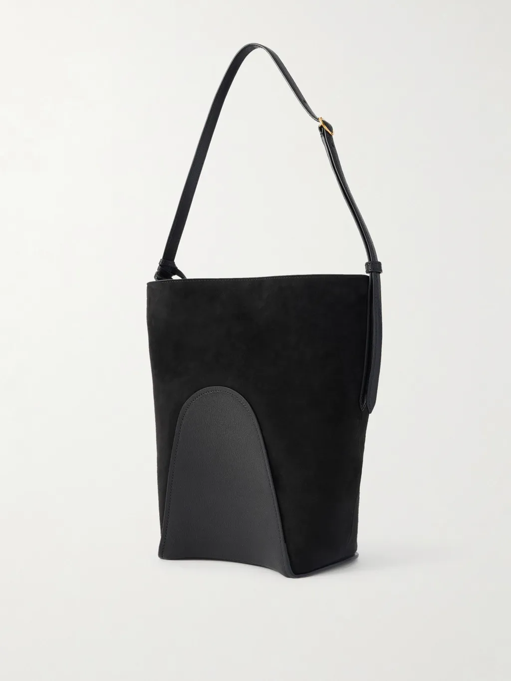 Leather-Trimmed Suede Tote