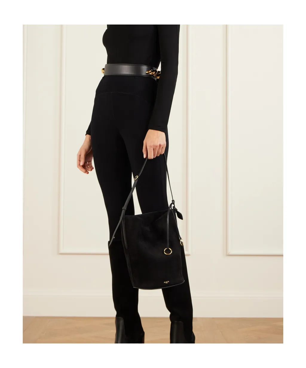 Leather-Trimmed Suede Tote