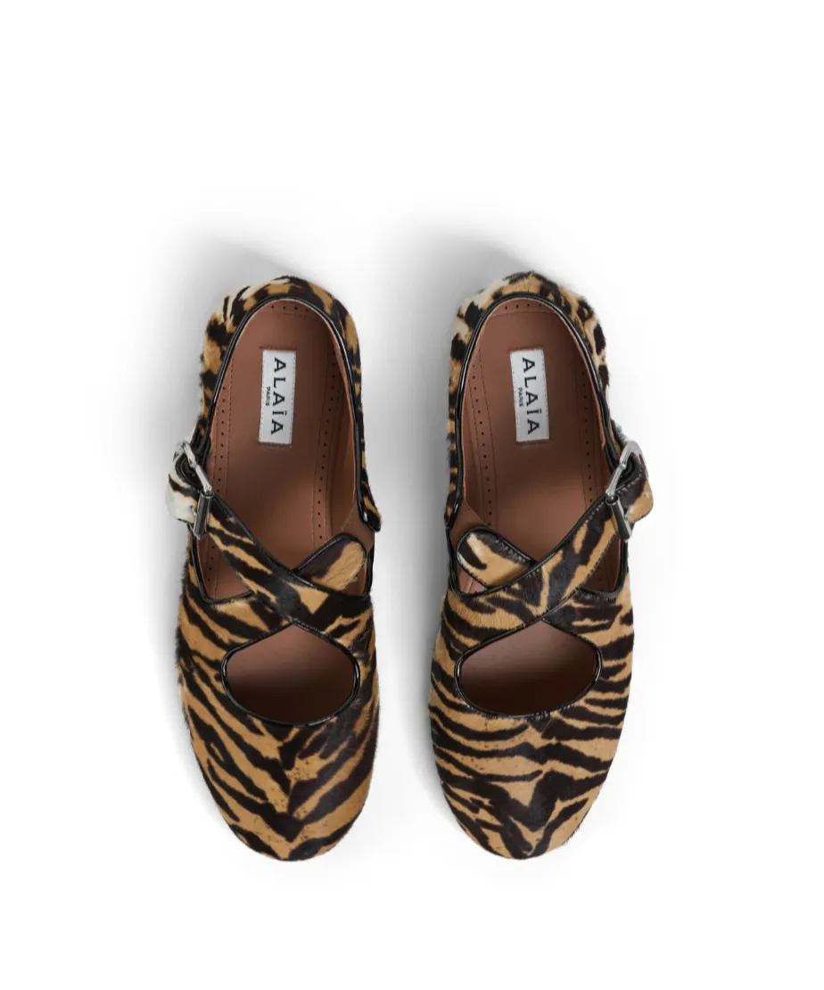 Criss Cross Ballet Flats In Haircalf