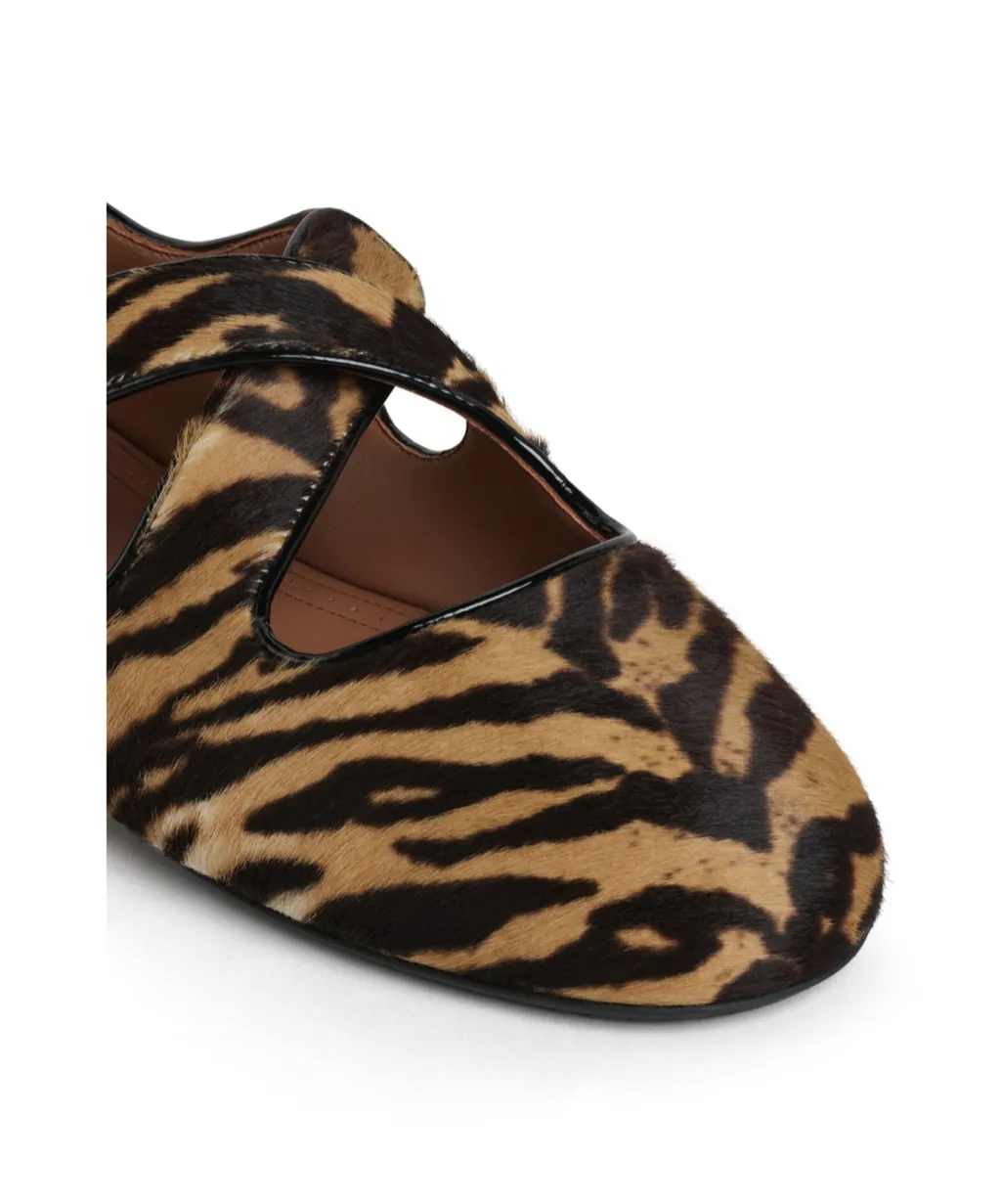 Criss Cross Ballet Flats In Haircalf