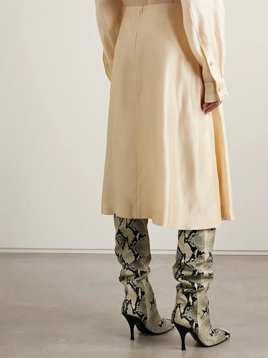 Nania Satin-Twill Midi Skirt