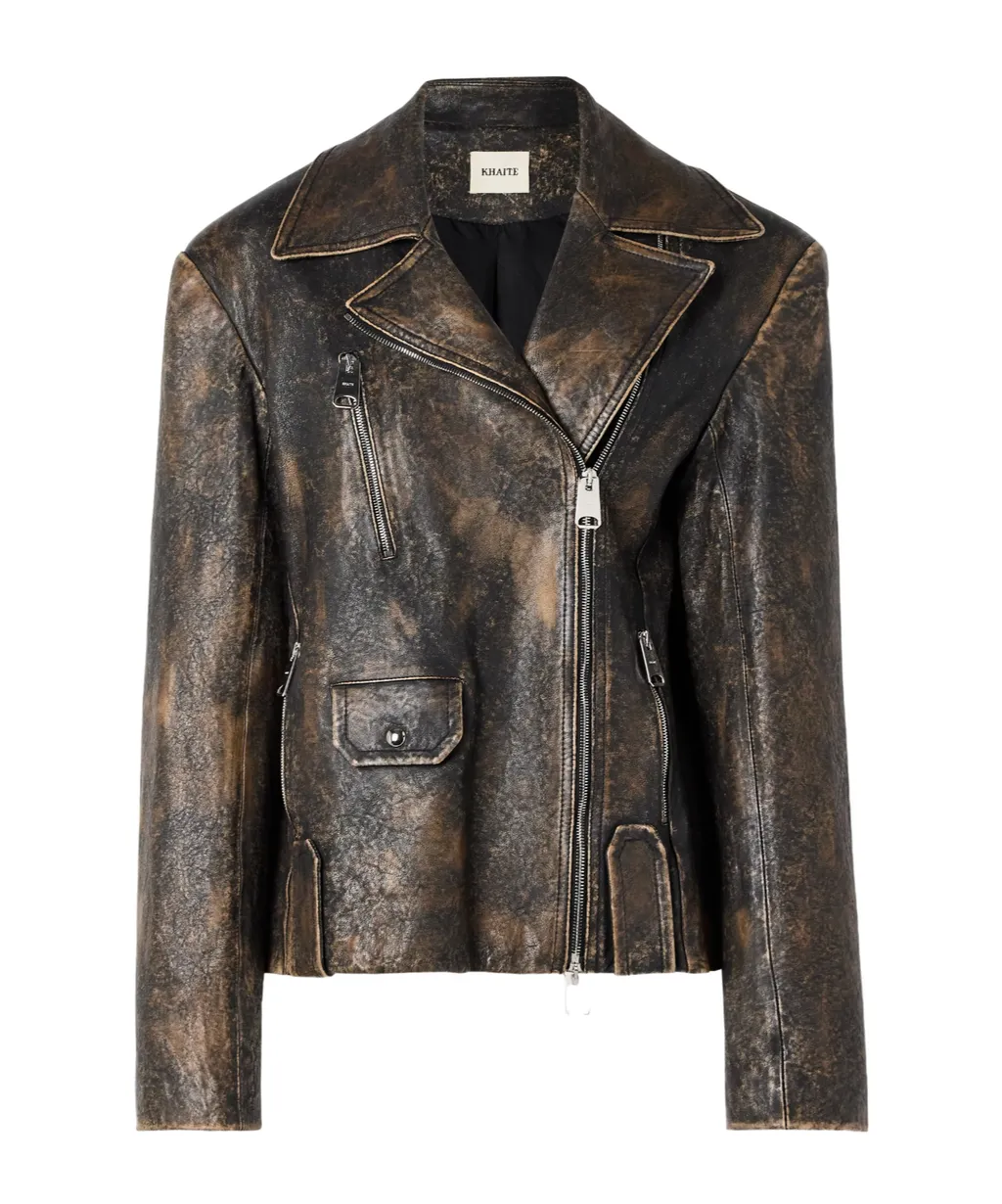 Long-Sleeved Leather Jacket